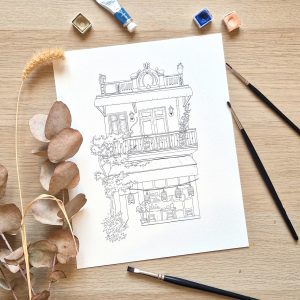 Hang Quat Coffee Shop - Coloriage Aquarelle