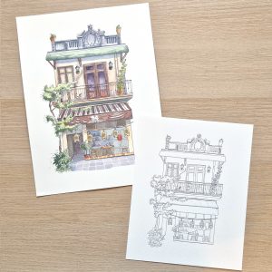 Hang Quat Coffee Shop - Coloriage Aquarelle