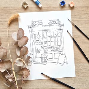 Litchi Blossom Tea Room - Coloriage Aquarelle