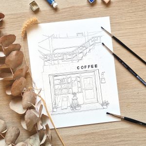 Café Sasohan - Coloriage Aquarelle
