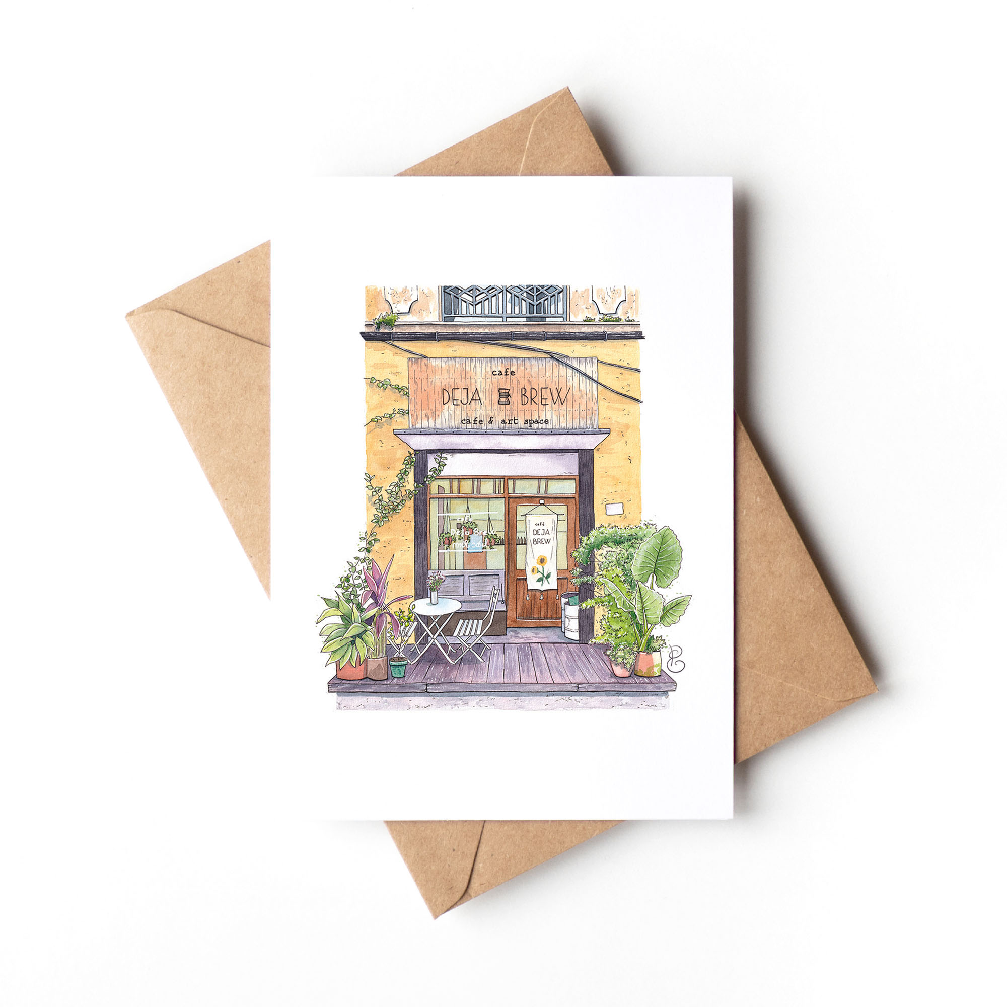 Elodie Plume - Deja Brew Cafe, Rangoon, Birmanie - Carte postale