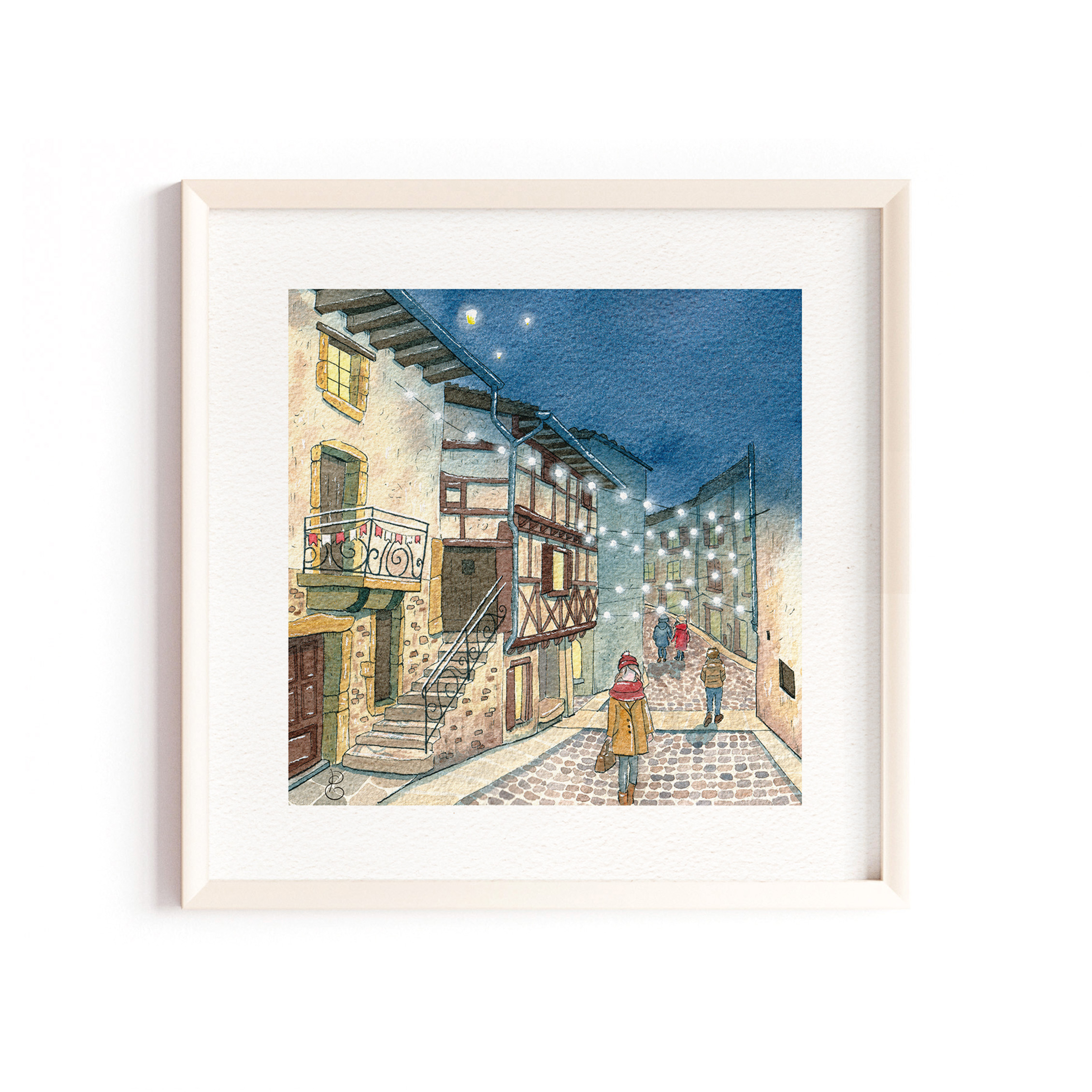 Affiche A4 - L'Arbresle - Reproduction d'une aquarelle - Architecture, Urban sketching