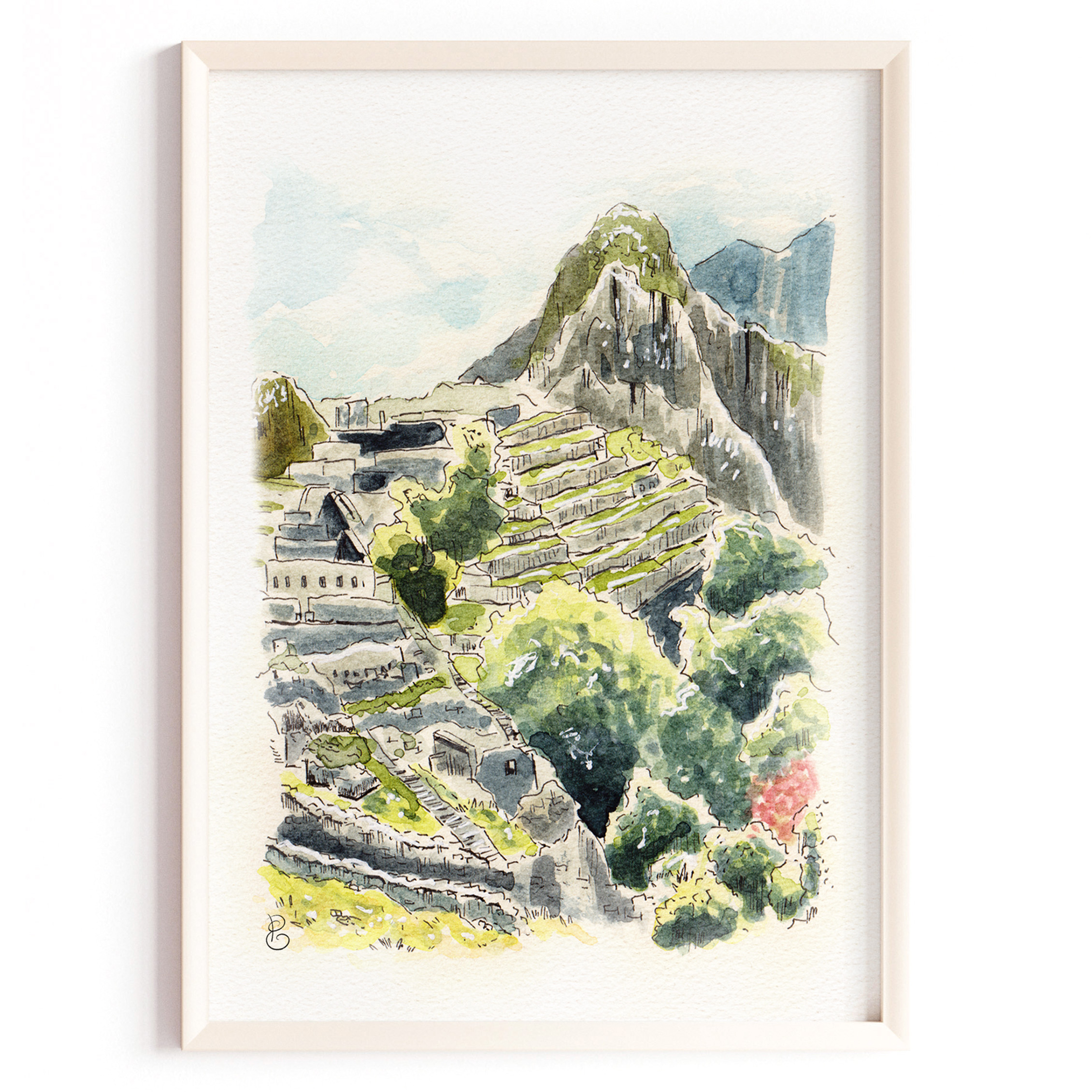 Elodie Plume - Machu Picchu, Pérou - Aquarelle, Tirage d'art, Affiche, Poster, Impression giclée