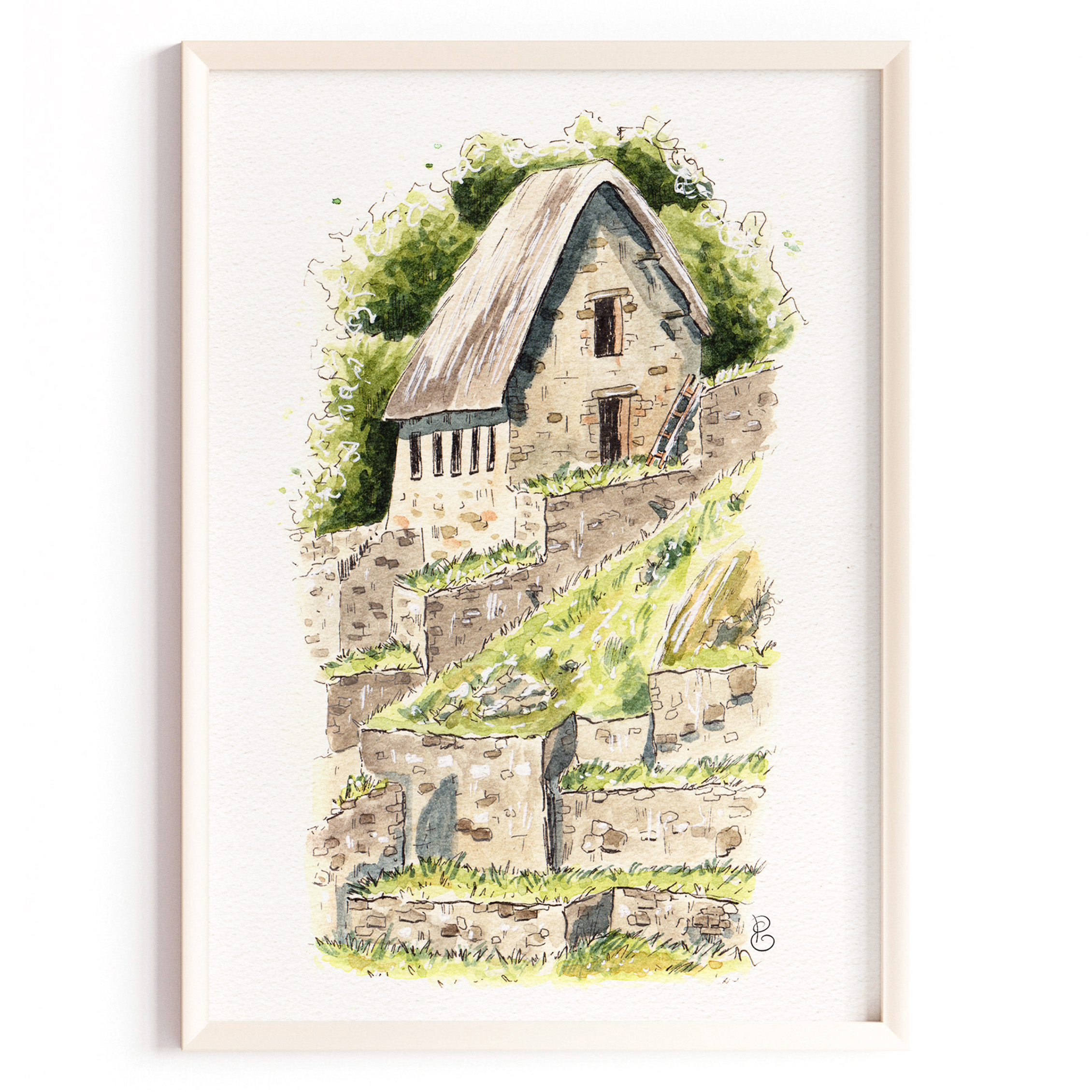 Elodie Plume - Machu Picchu, Pérou - Aquarelle, Tirage d'art, Affiche, Poster, Impression giclée